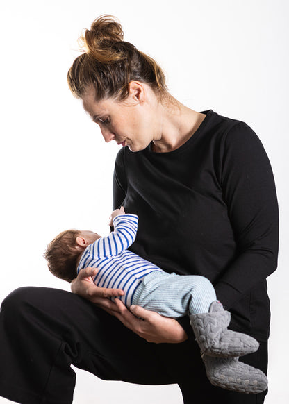 Černé kojicí tričko s dlouhým rukávem