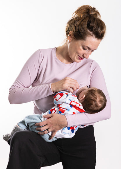 Růžové kojicí tričko s dlouhým rukávem