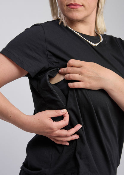 Černé kojicí tričko z organické bavlny