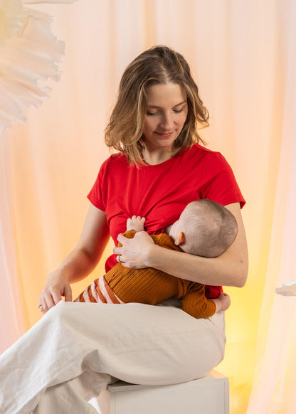 Kojicí tričko z bambusu – červené