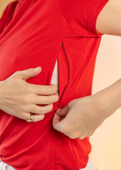 Kojicí tričko z bambusu – červené