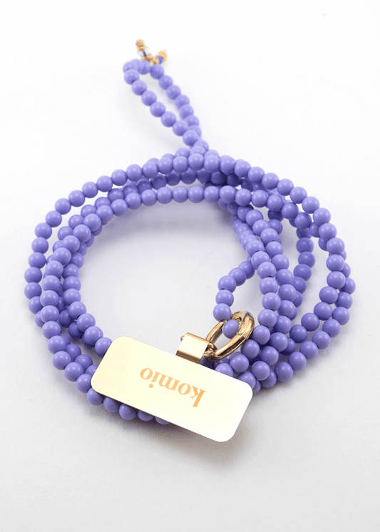 Korálková šňůrka na telefon – Fialka