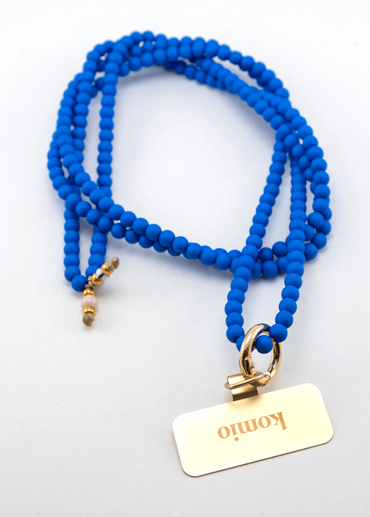 Korálková šňůrka na telefon – Indigo