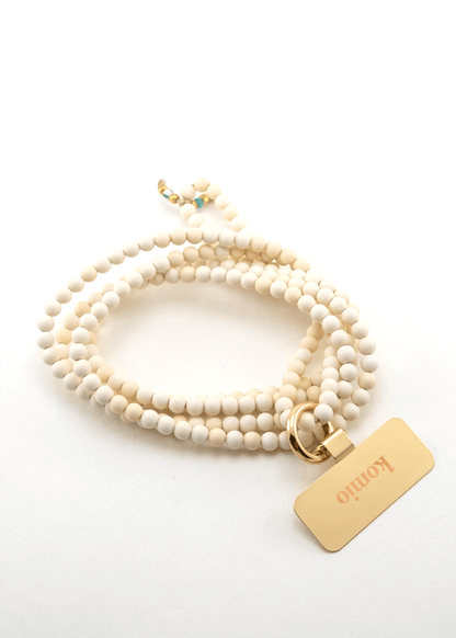 Korálková šňůrka na telefon – Krémová