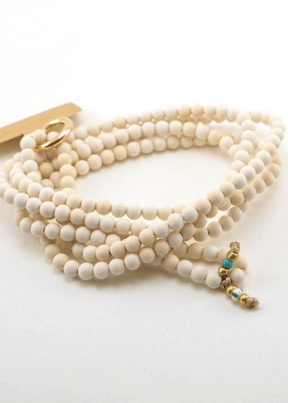 Korálková šňůrka na telefon – Krémová