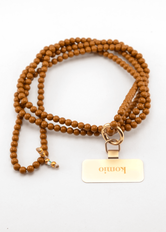 Korálková šňůrka na telefon – Mocca