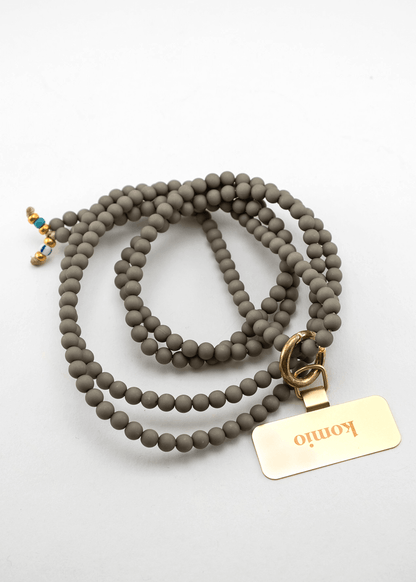 Korálková šňůrka na telefon – Šedivá