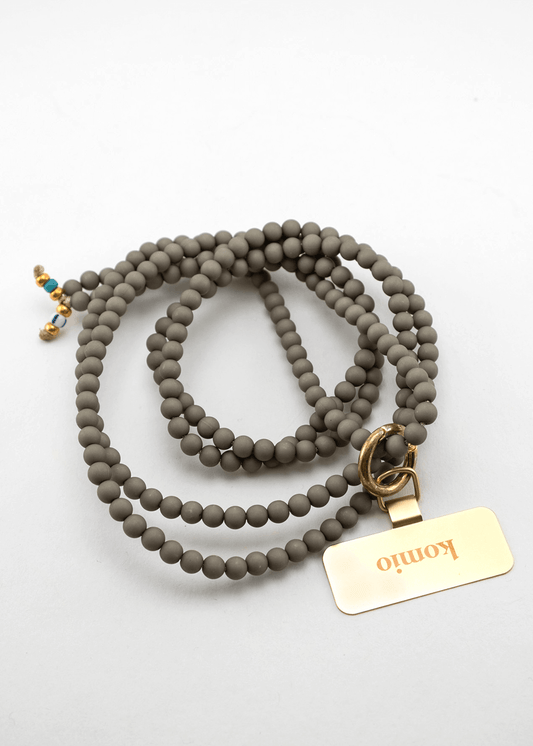 Korálková šňůrka na telefon – Šedivá