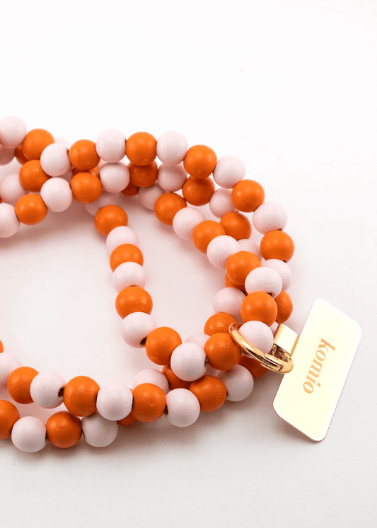 Korálková šňůrka na telefon – Růžová a Losos 10mm