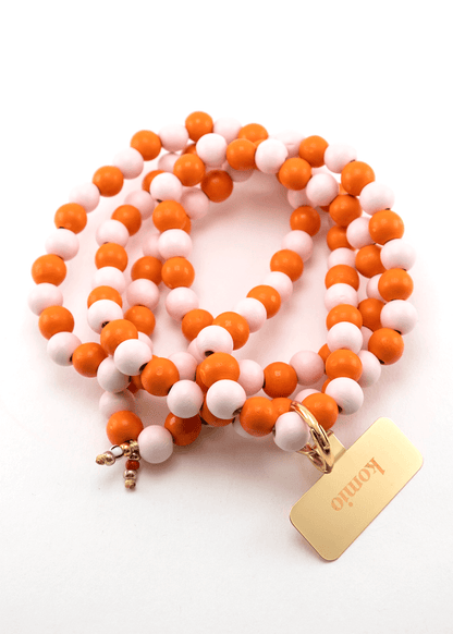 Korálková šňůrka na telefon – Růžová a Losos 10mm