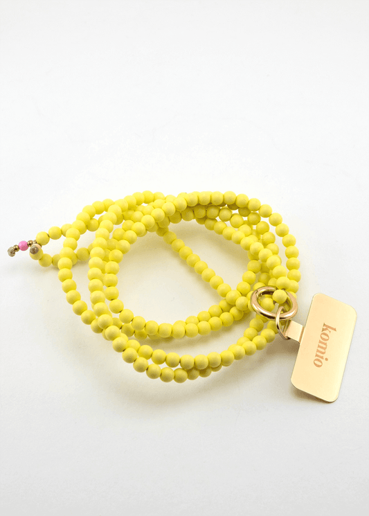 Korálková šňůrka na telefon – Žlutá